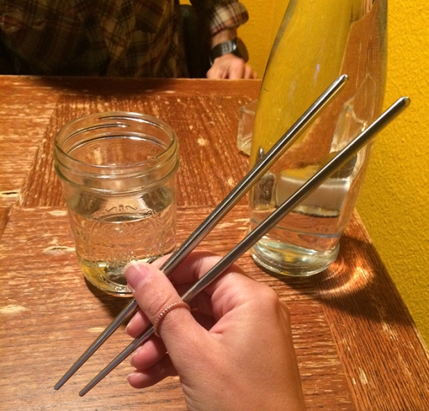 Metal chopsticks at Ginger Cafe in Crested Butte, Colorado